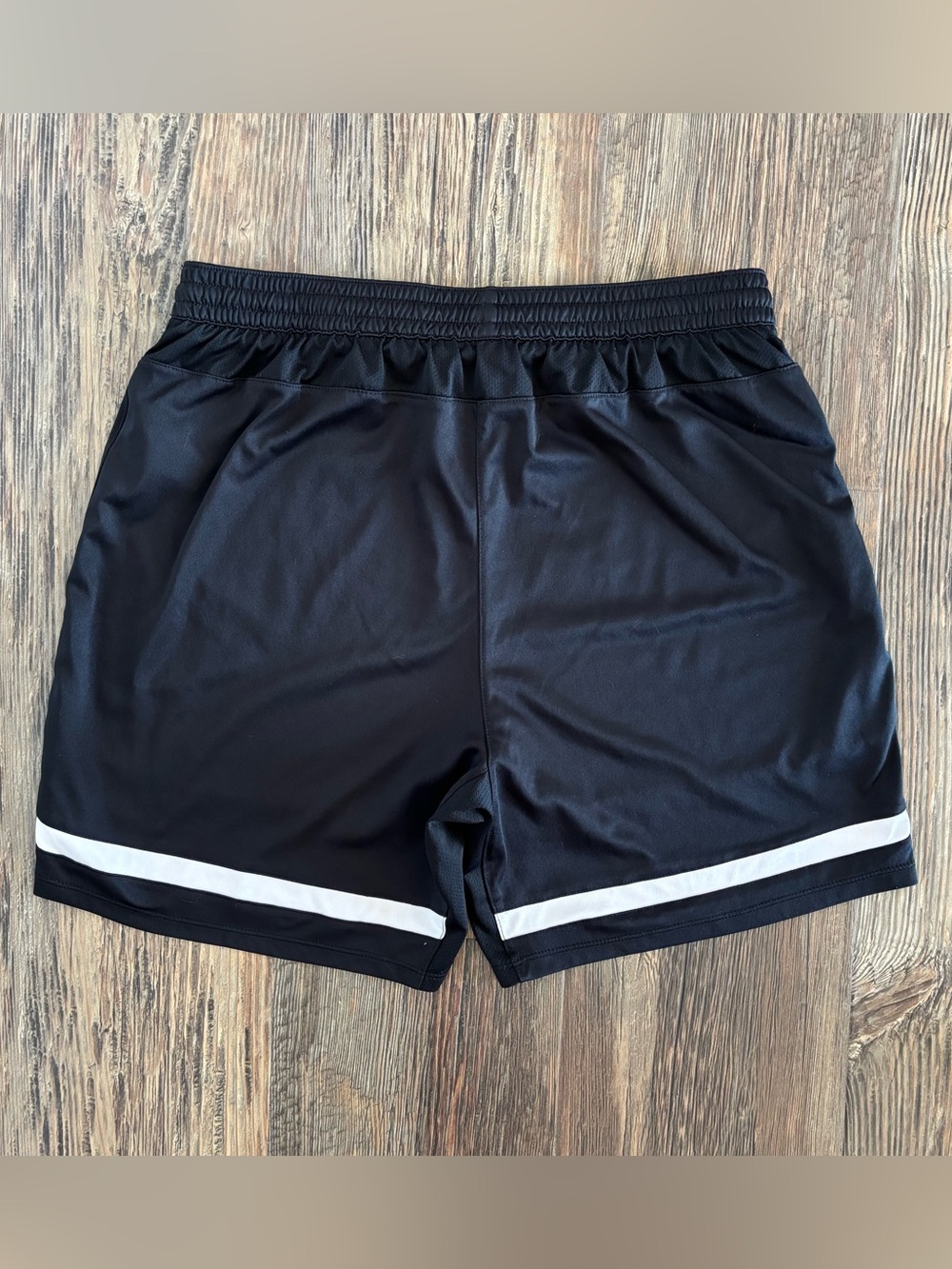 Nike Dri-Fit Athletic Shorts Mens M Black White Stripe Mesh Lined Drawstring Gym - Picture 3 of 10